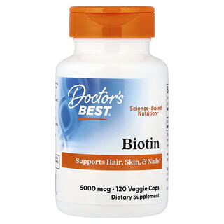 Doctor's Best, биотин, 5000 мкг, 120 вегетарианских капсул
