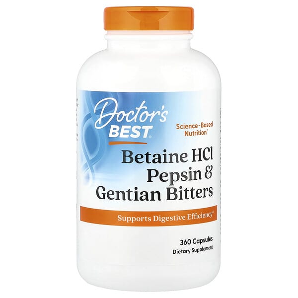 Betaine HCl, Pepsin and Gentian Bitters, 360 Capsules