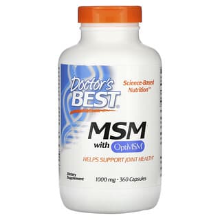 Doctor's Best, MSM com OptiMSM, 1.000 mg, 360 Cápsulas