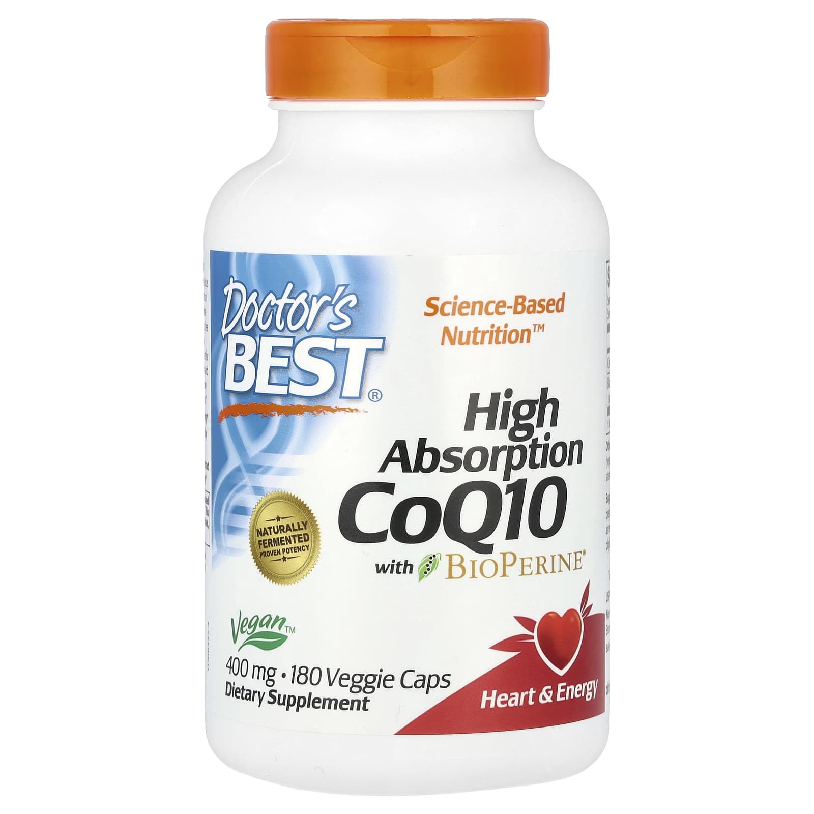 Doctor's Best, High Absorption CoQ10 with BioPerine®, 400 mg, 180 ...