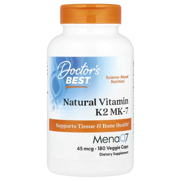 Doctor's Best, 天然維生素 K2 MK-7，含 MenaQ7，45 微克，180 粒素食膠囊