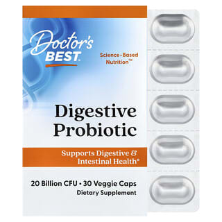 Doctor's Best, Probiotiques digestifs avec HOWARU, 20 milliards, 30 capsules végétales