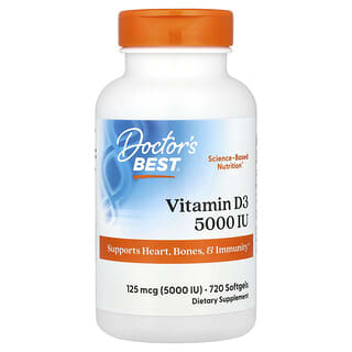 Doctor's Best, Vitamin D3, 125 mcg (5.000 IU), 720 Kapsul Gel Lunak