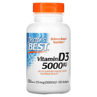 Doctor's Best, Vitamine D3, 125 µg (5000 UI), 720 capsules à enveloppe molle