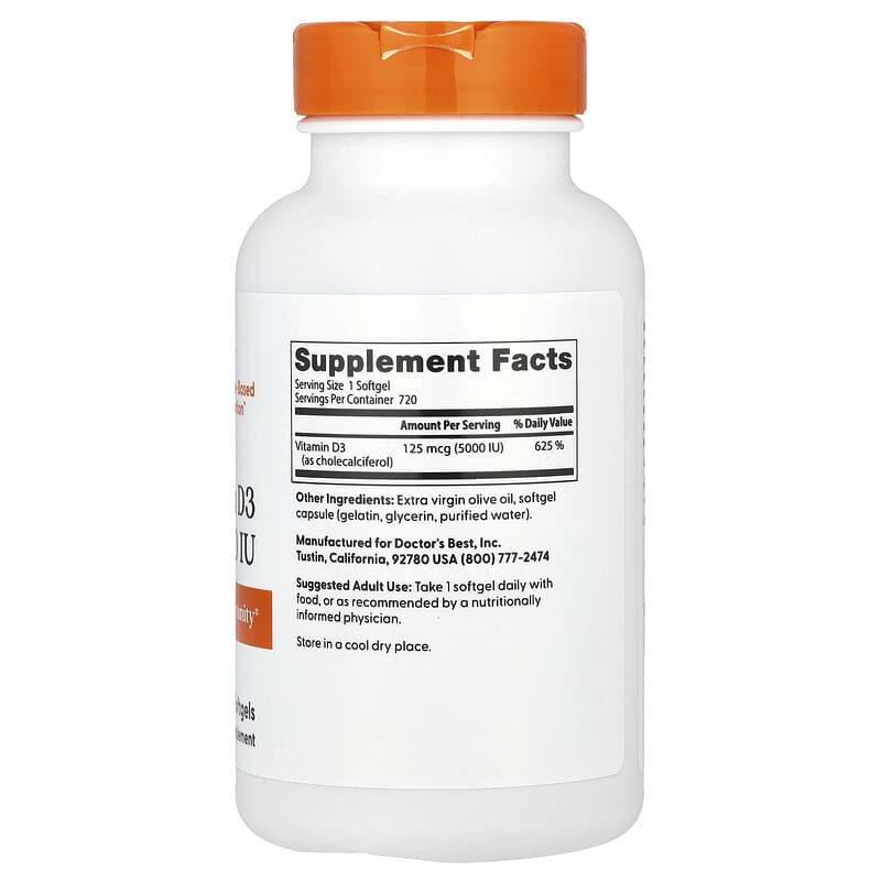 Vitamin D3, 125 mcg (5,000 IU), 720 Softgels