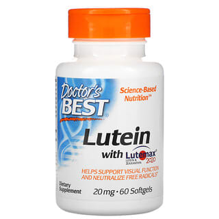 Doctor's Best, Luteína com Lutemax 2020, 20 mg, 60 Cápsulas Softgel