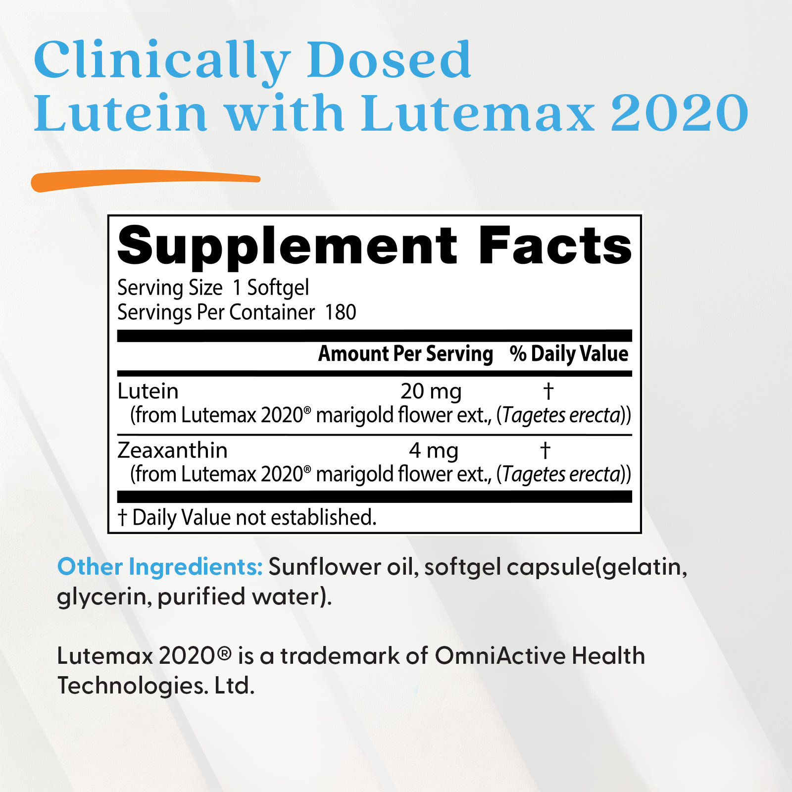 Doctor's Best, 葉黃素，Lutemax 2020，20 毫克，180 粒軟膠囊