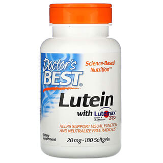 Doctor's Best, Lutéine avec Lutemax 2020, 20 mg, 180 capsules à enveloppe molle