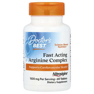 Doctor's Best, Complejo de arginina de acción rápida, 1500 mg, 60 comprimidos (750 mg por comprimido)