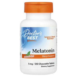 Doctor's Best, Melatonina, Sabor Natural de Menta, 5 mg, 120 Comprimidos Mastigáveis