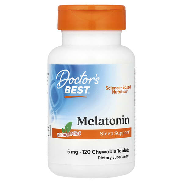 Doctor's Best Melatonin, Natural Mint, 5 mg, 120 Chewable Tablets