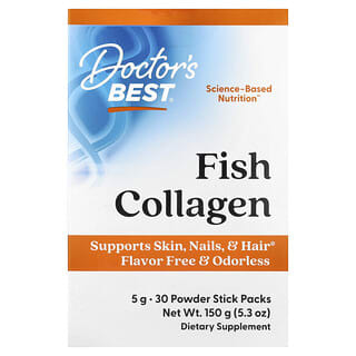 Doctor's Best, Fish Collagen, Flavor Free & Odorless, 30 Powder Stick Packs, 5 g Each