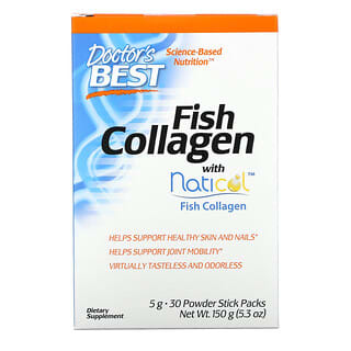Doctor's Best, Colágeno de pescado con Naticol, 5 g, 30 sobrecitos en polvo