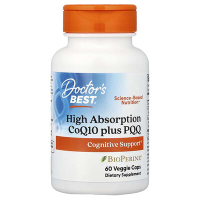 Doctor's Best, High Absorption Coenzyme Q10 and PQQ, 60 Vegetarian Capsules