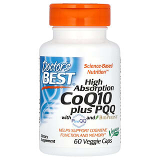 Doctor's Best, CoQ10 100 mg, PQQ 20 mg, 60 Cápsulas Vegetais