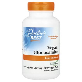 Doctor's Best, Glucosamina vegana con glucosamina GreenGrown, 750 mg, 180 cápsulas vegetales