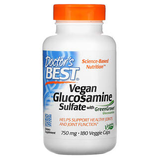 Doctor's Best, Sulfato de Glicosamina Vegano com Glicosamina GreenGrown, 750 mg, 180 Cápsulas Vegetais