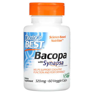 Doctor's Best, бакопа с Synapsa, 320 мг, 60 вегетарианских капсул