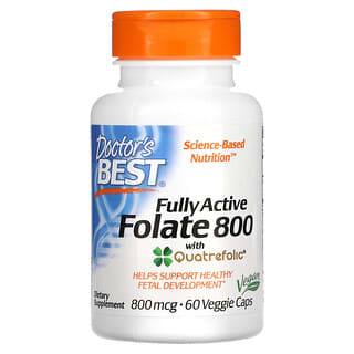 Doctor's Best, Fully Active Folate 800 with Quatrefolic, 800 mcg, 60 Veggie Caps