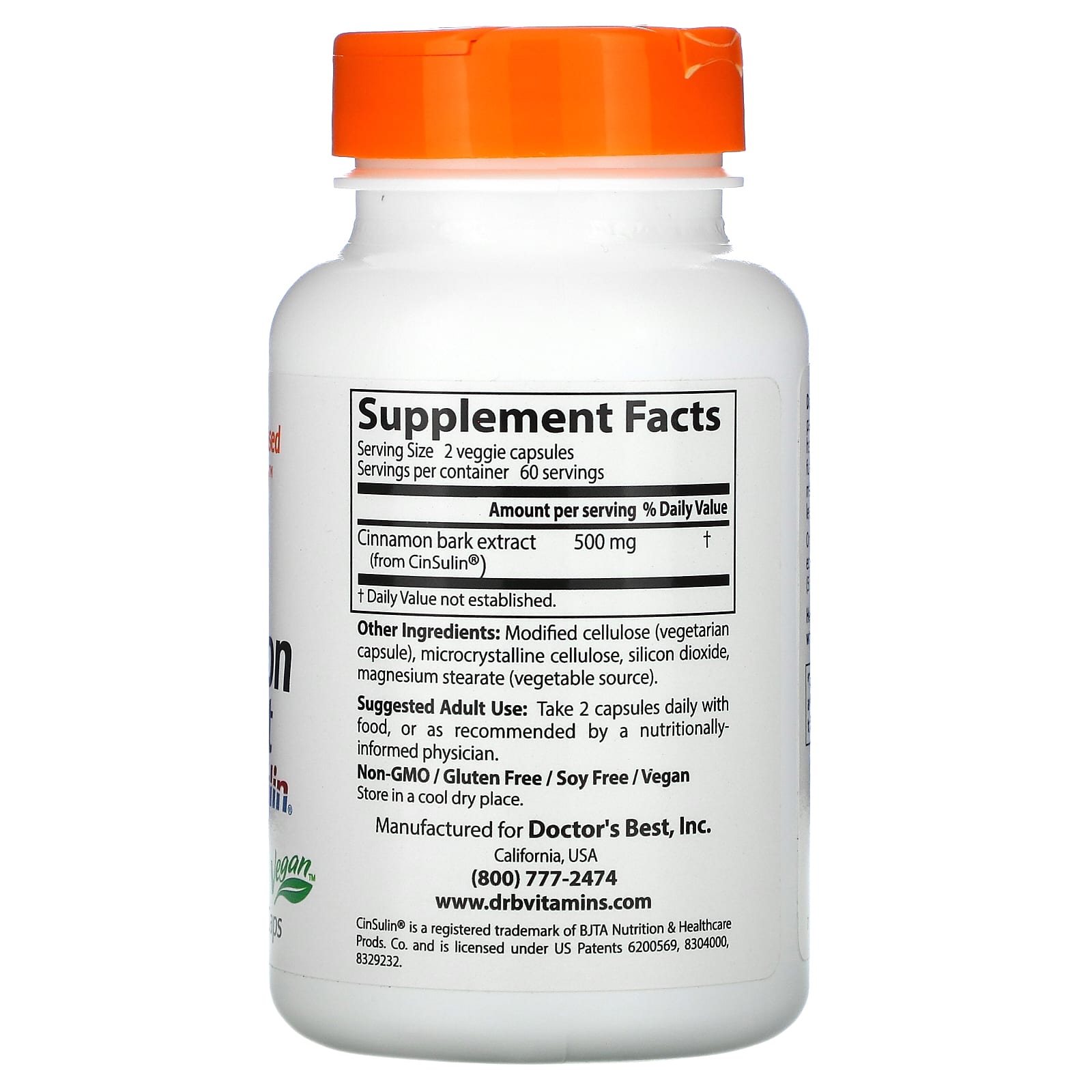 Doctor's Best, Cinnamon Extract with CinSulin, 250 mg, 120 Veggie Caps