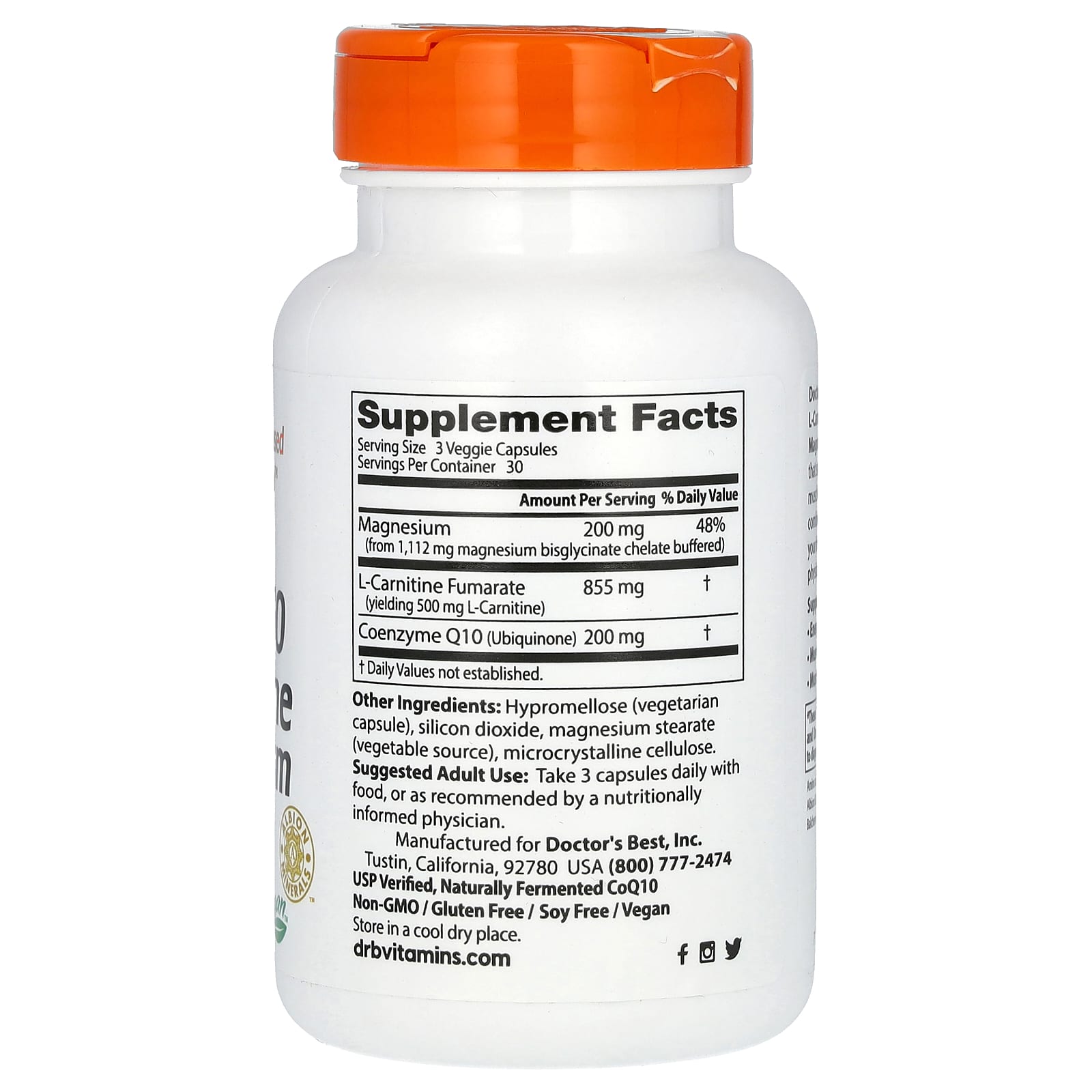 coq10 l carnitine fumarate Doctor's Best, CoQ10 L-Carnitine Magnesium, 90 Veggie Caps