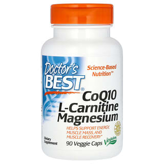Doctor's Best, CoQ10, L-carnitina y magnesio, 90 cápsulas vegetales