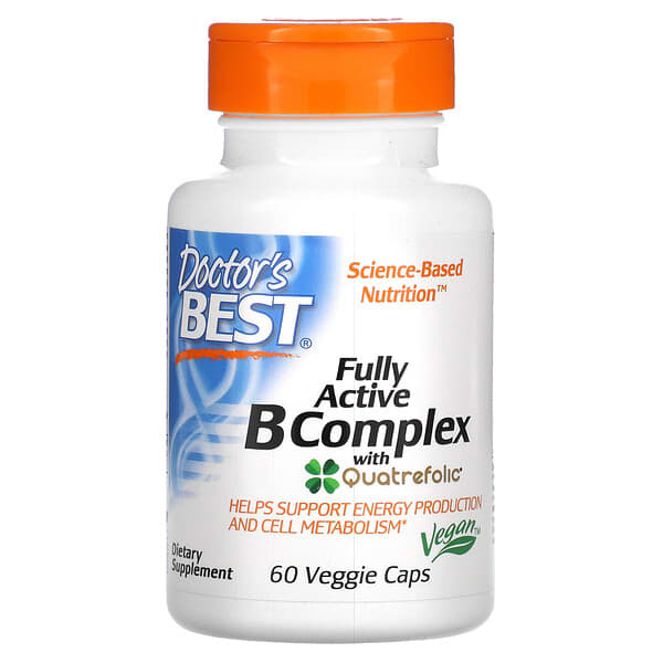 Doctor's Best, Fully Active B Complex with Quatrefolic, 60 Veggie Caps