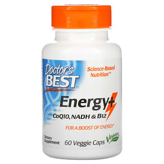 Doctor's Best, Energy+ CoQ10, NADH и B12, 60 вегетарианских капсул