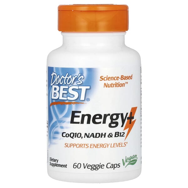 Doctor's Best, Energy+ CoQ10, NADH &amp; B12, 60 Veggie Caps