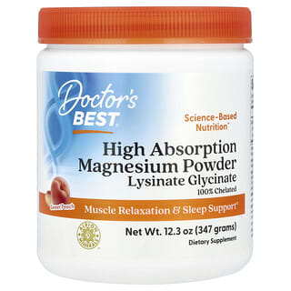 Doctor's Best, Magnesio en polvo de alta absorción, Melocotón dulce, 347 g (12,3 oz)