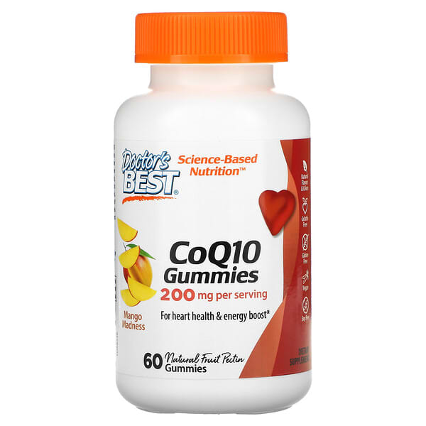 Doctor's Best, CoQ10グミ、マンゴーマッドネス、200mg、グミ60粒