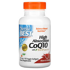 Doctor's Best, CoQ10 de alta absorción con BioPerine, 300 mg, 90 cápsulas blandas vegetales