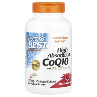 Doctor's Best, CoQ10 de Alta Absorção com BioPerine, 300 mg, 90 Cápsulas Softgel Vegetais