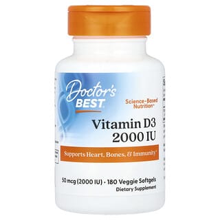 Doctor's Best, Vitamin D3, 50 mcg (2.000 IU), 180 vegetarische Weichkapseln