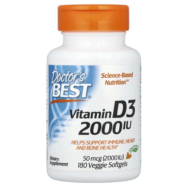 Vitamin D3, 50 mcg (2000 IU), 180 Veggie Softgels