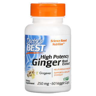 Doctor's Best, High Potency Ginger Root Extract, 250 mg, 60 Veggie Caps