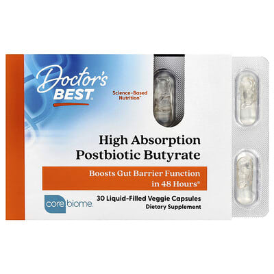 Doctor's Best, Highly Absorbable Probiotic Butyrate, 30 Liquid-Filled Vegetarian Capsules (300 mg Each)