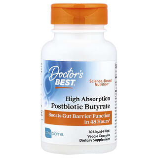 Doctor's Best, Butirat Pascabiotik dengan Penyerapan Tinggi, 30 Kapsul Nabati Isi Cair (300 mg per Kapsul)