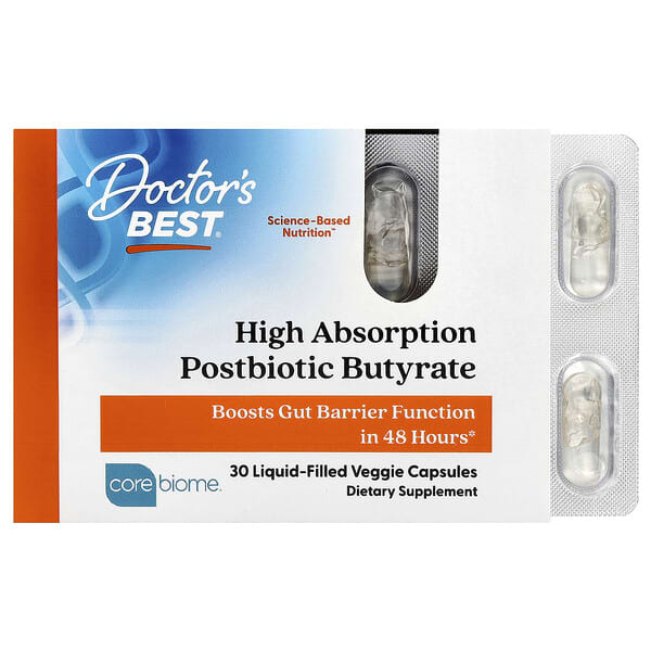 Doctor's Best, 고흡수 포스트바이오틱 부티레이트, 베지 캡슐 30정(캡슐당 300mg)