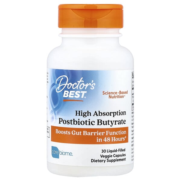 Doctor's Best, Postbiotic Butyrate, High Absorption , 30 Liquid-Filled Veggie Capsules (300 mg per Capsule) — product photo 1