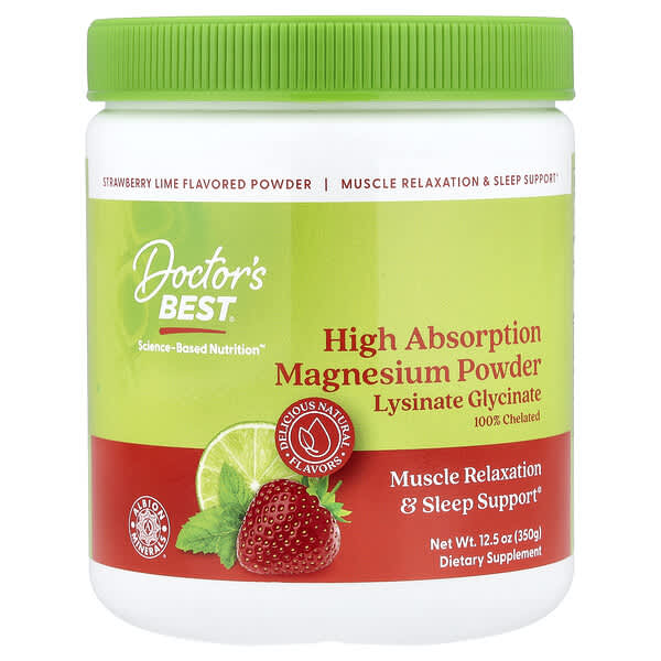 Doctor's Best, 마그네슘 리시네이트 글리시네이트 분말, 딸기 라임 맛, 350g(12.5oz)