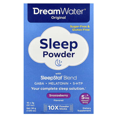 Dream Water, The Original Sleep Aid Powder with SleepStat™ Blend, Berry Flavor, 10 Sticks, 0.1 oz (3 g) Each