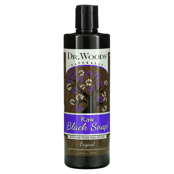 Dr. Woods‏, "סבון שחור גולמי עם חמאת שיאה מסחר הוגן, מקורי, 16 אונקיות נוזל (473 מ""ל)"