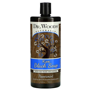 Dr. Woods, Jabón negro crudo con manteca de karité de comercio justo, Menta, 946 ml (32 oz. líq.)