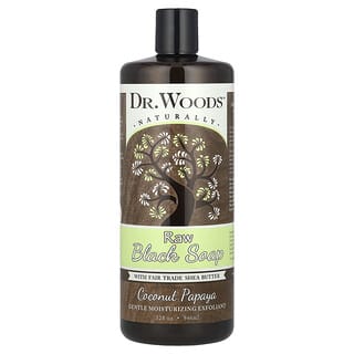 Dr. Woods, Savon noir brut au beurre de karité issu du commerce équitable, papaye à la noix de coco, 946 ml