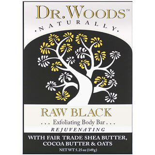 Dr. Woods, Barra para el cuerpo, Negro crudo, 149 g (5,25 oz)