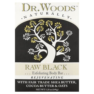 Dr. Woods, 去角質磨砂沐浴塊皁，原生黑，5.25 盎司（149 克）