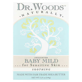 Dr. Woods, Pain de savon doux pour bébé, apaisant, non parfumé, 149 g