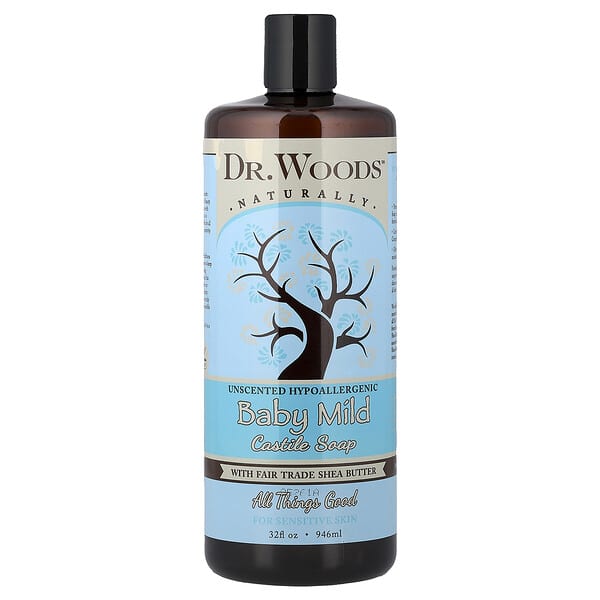 Dr. Woods, 베이비 마일드 카스티야 비누, 공정 무역 시어버터 함유, 민감성 피부용, 무향, 946ml(32fl oz)
