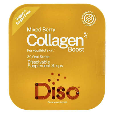 Diso, Collagen Boost, Assorted Berry Flavor, 30 Oral Masks